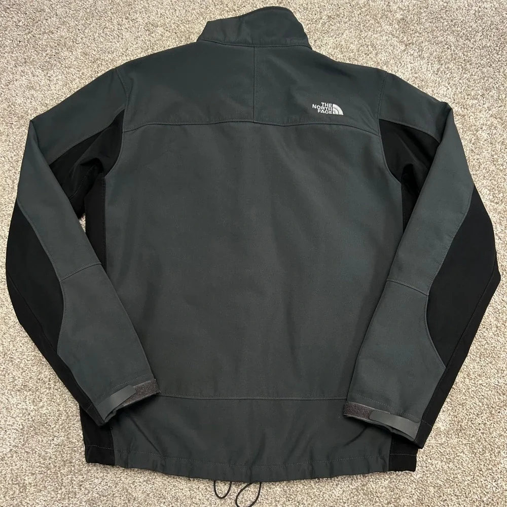 The North Face Men Large Black Gray Softshell Fleece Lined  Zip Jacket Gorpcore